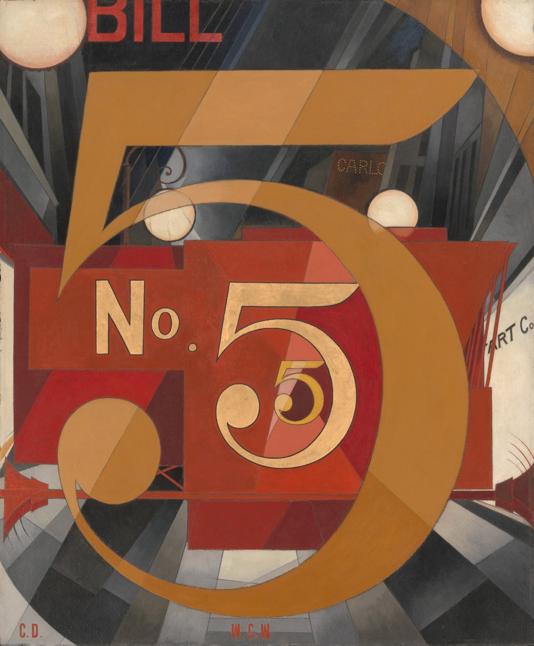 Ik zag het cijfer 5 in goud door Charles Demuth