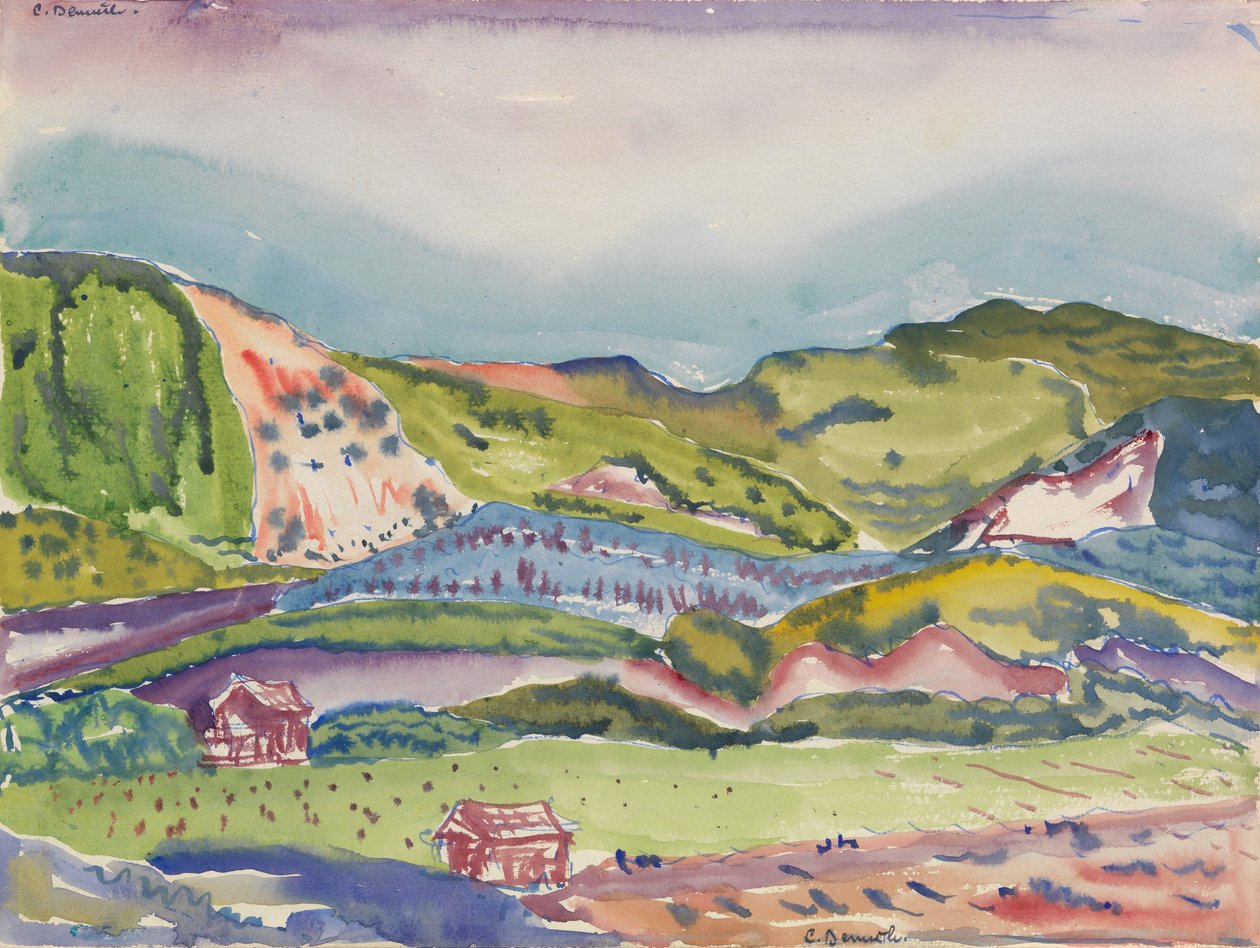 Berg met Rood Huis, ca. 1913 door Charles Demuth