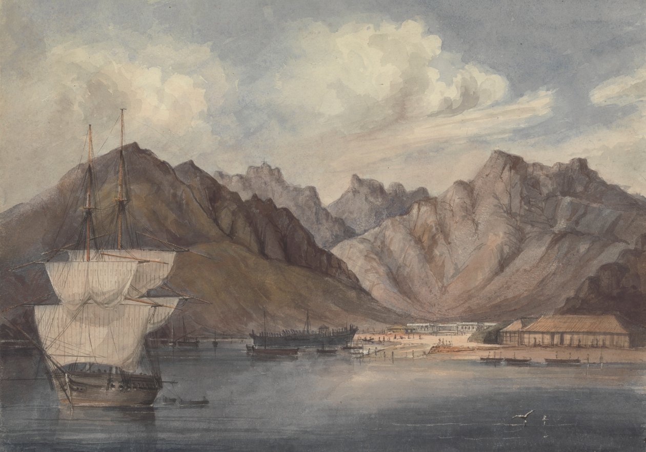 Een mediterrane haven (of Aden?) door Charles Dyce