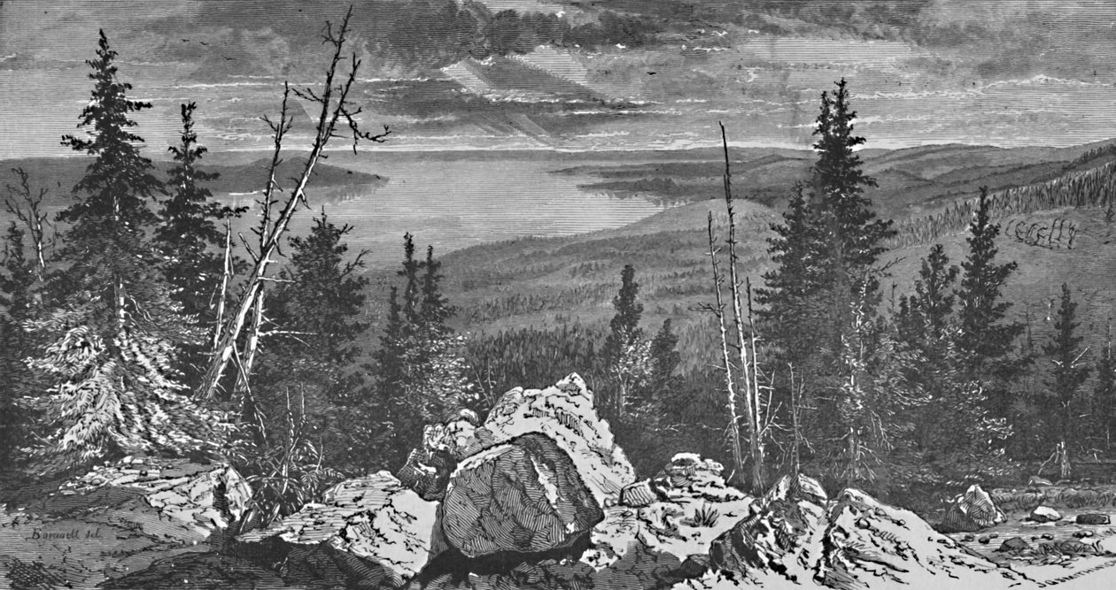 Yellowstone Lake, 1883 door Charles E. H. Bonwill