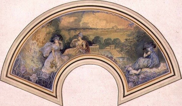 Ontwerp voor waaier, ca. 1893-98 door Charles Edward Conder