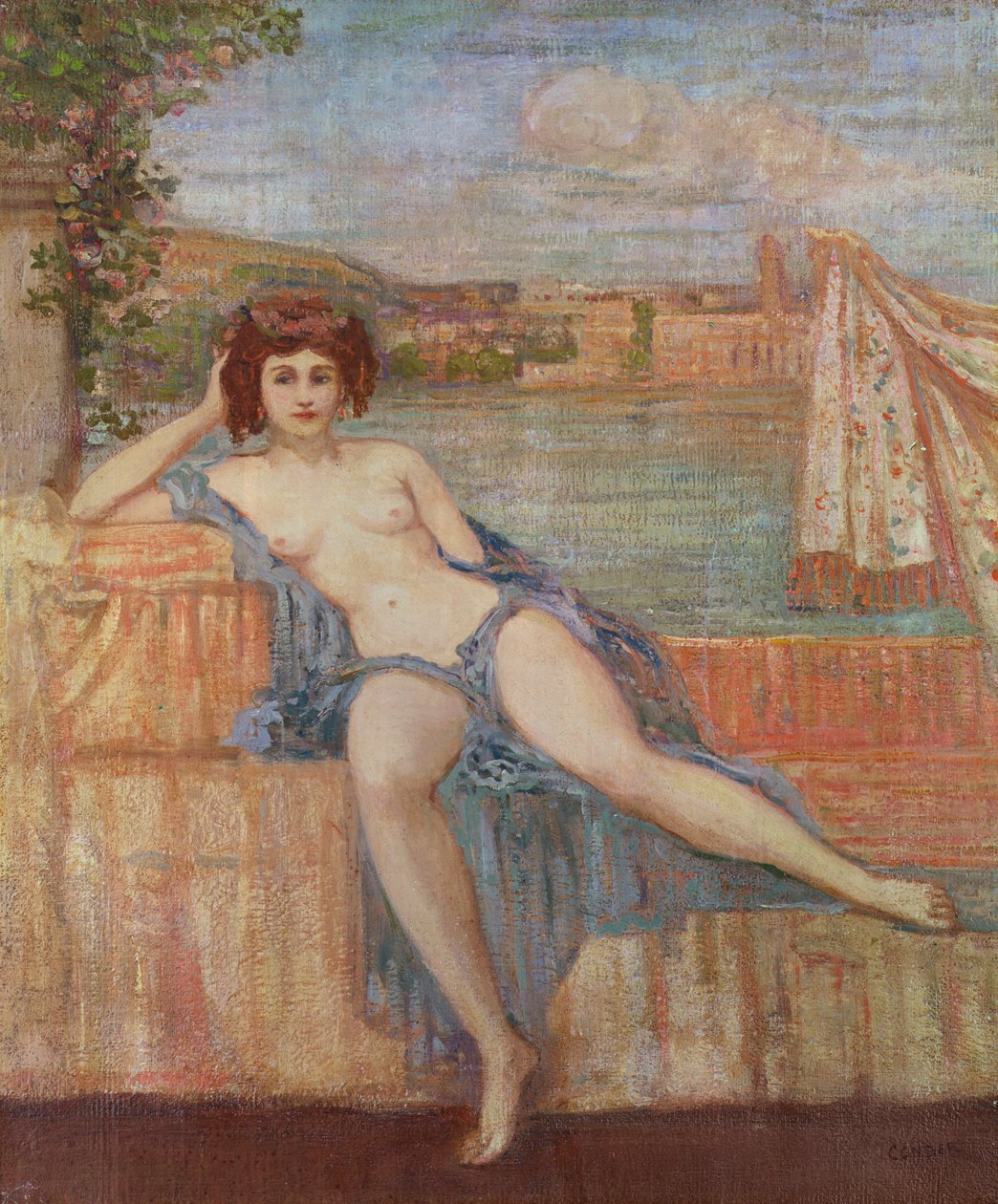 Nimf bij haven door Charles Edward Conder