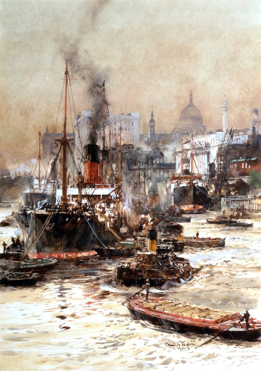 De Theems onder St Pauls door Charles Edward Dixon