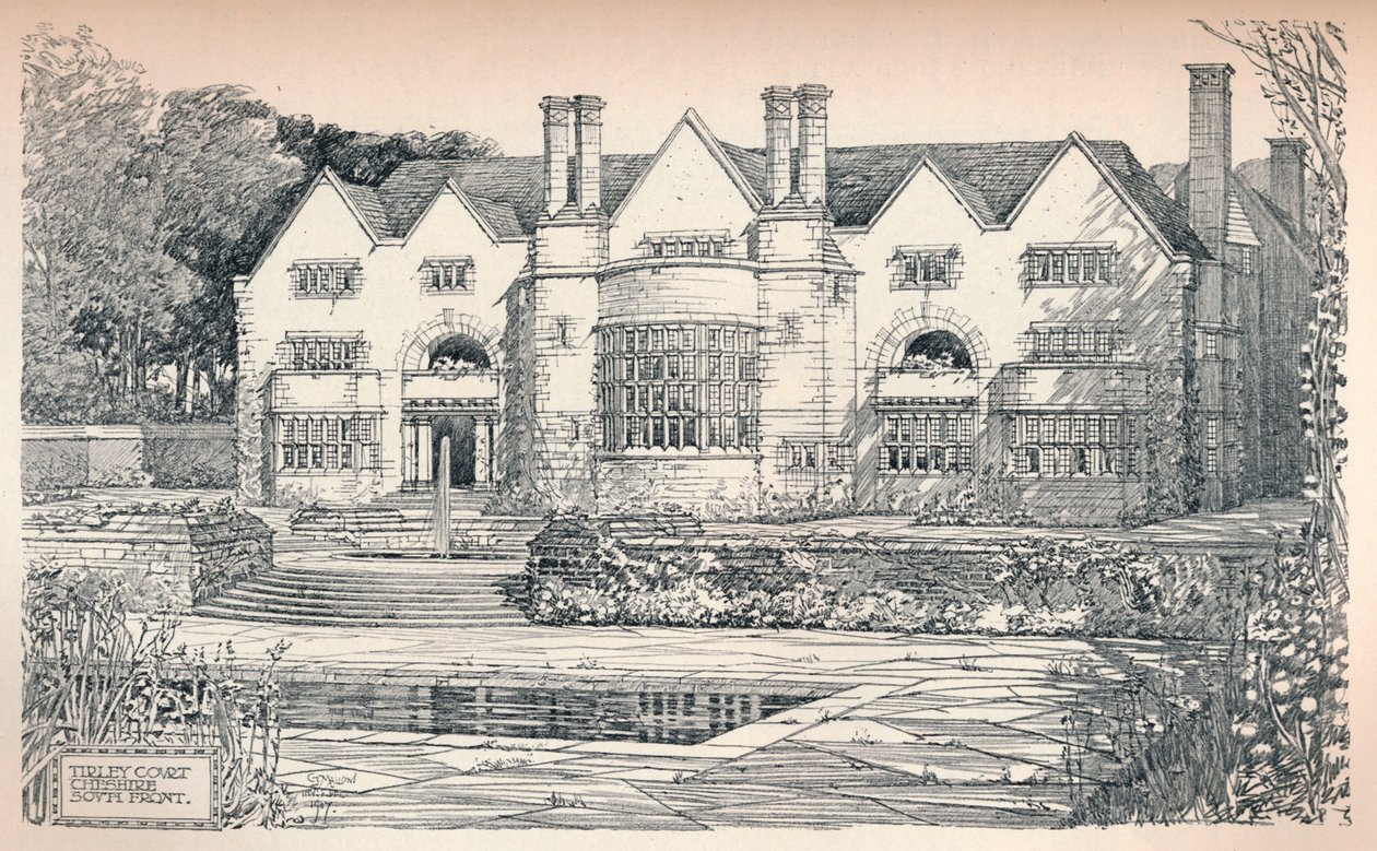 Tirley Court, Cheshire: Zuidelijke Voorzijde door Charles Edward Mallows