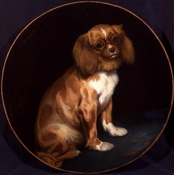 Een King Charles Spaniel door Charles Emile Callande de Champmartin