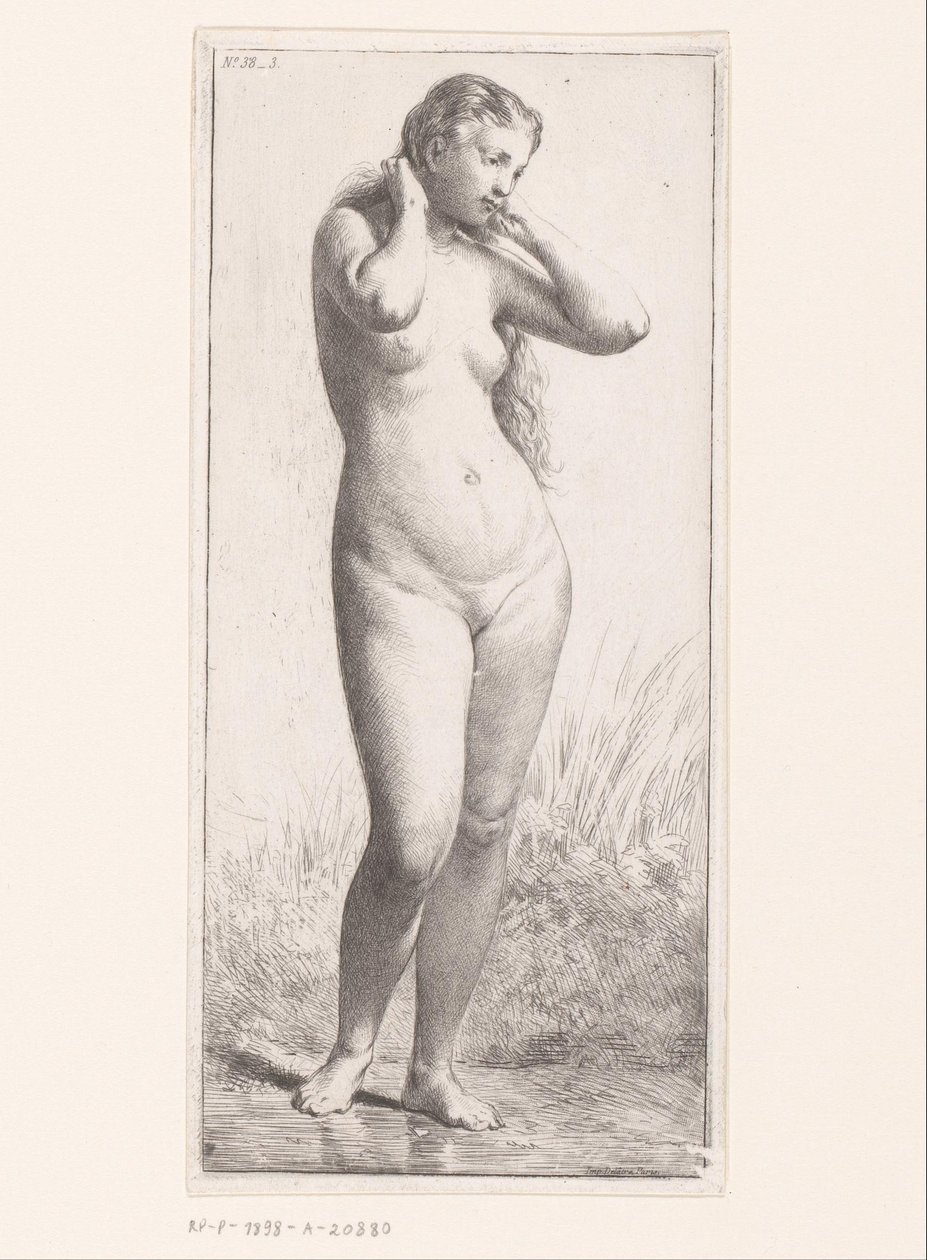 Staande naakte vrouw door Charles Emile Jacque (attributed to)