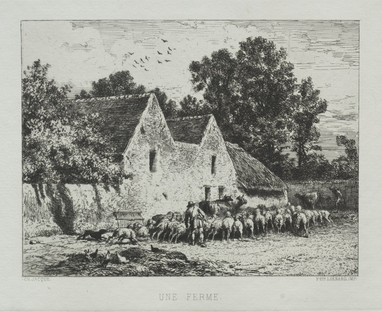 Een boerderij door Charles Emile Jacque