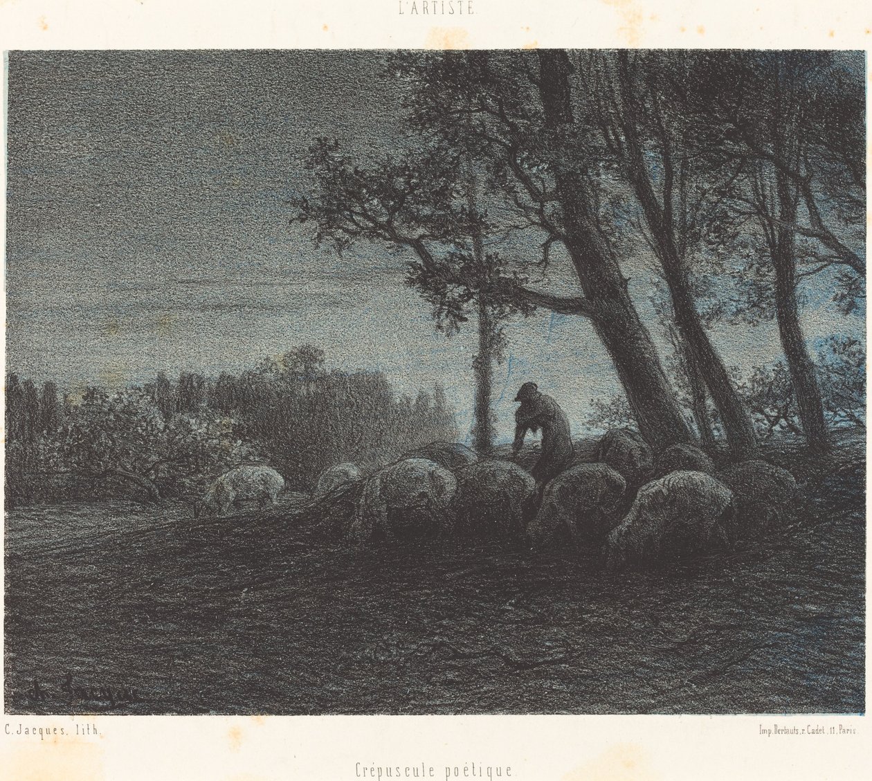 Poëtische Schemering door Charles Emile Jacque