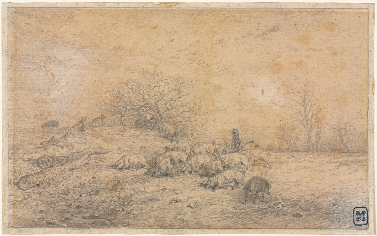 Kudde Varkens door Charles Emile Jacque