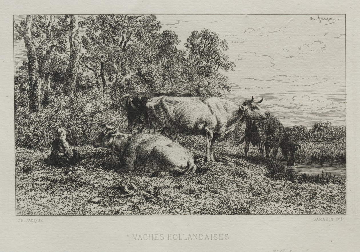 Hollandse Koeien door Charles Emile Jacque