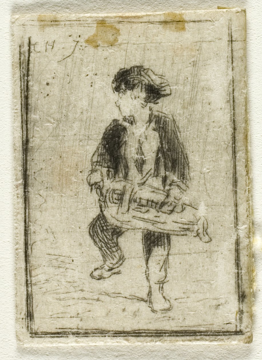 Draailier speler door Charles Emile Jacque