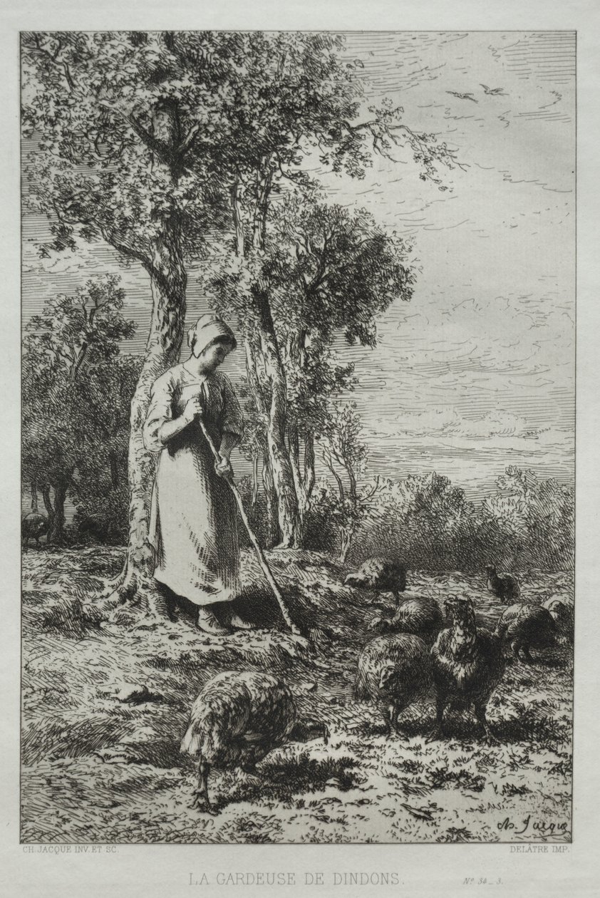 La Gardeuse de Dindons door Charles Emile Jacque