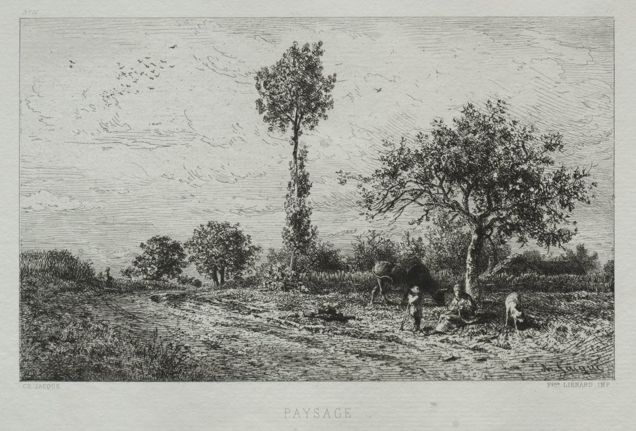 Landschap door Charles Emile Jacque