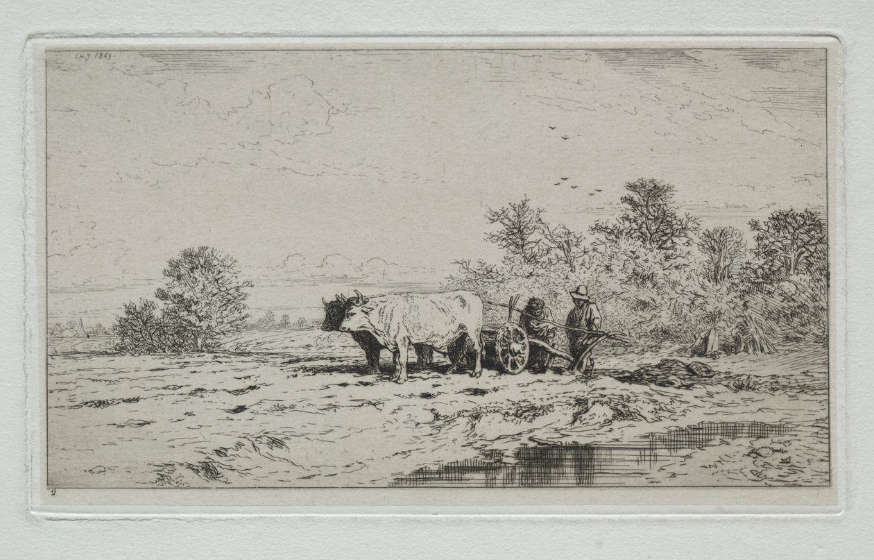 Landschap, Arbeiders door Charles Emile Jacque