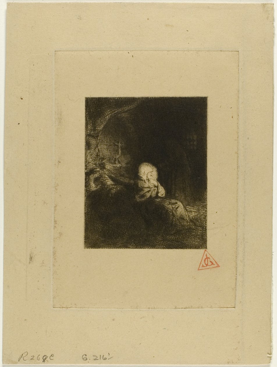 Monnik in gebed door Charles Emile Jacque