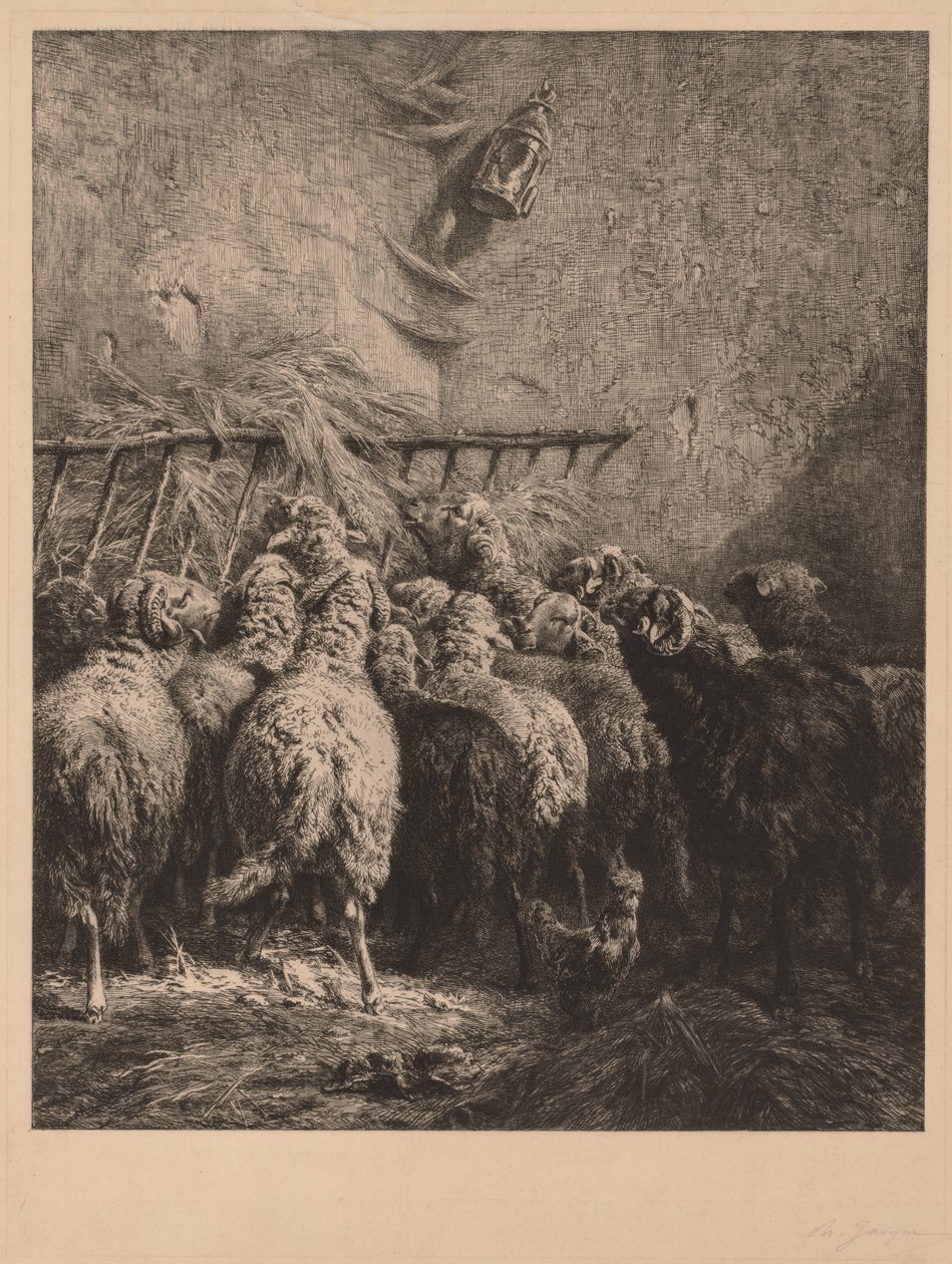 Schapenverblijf in Béarn door Charles Emile Jacque