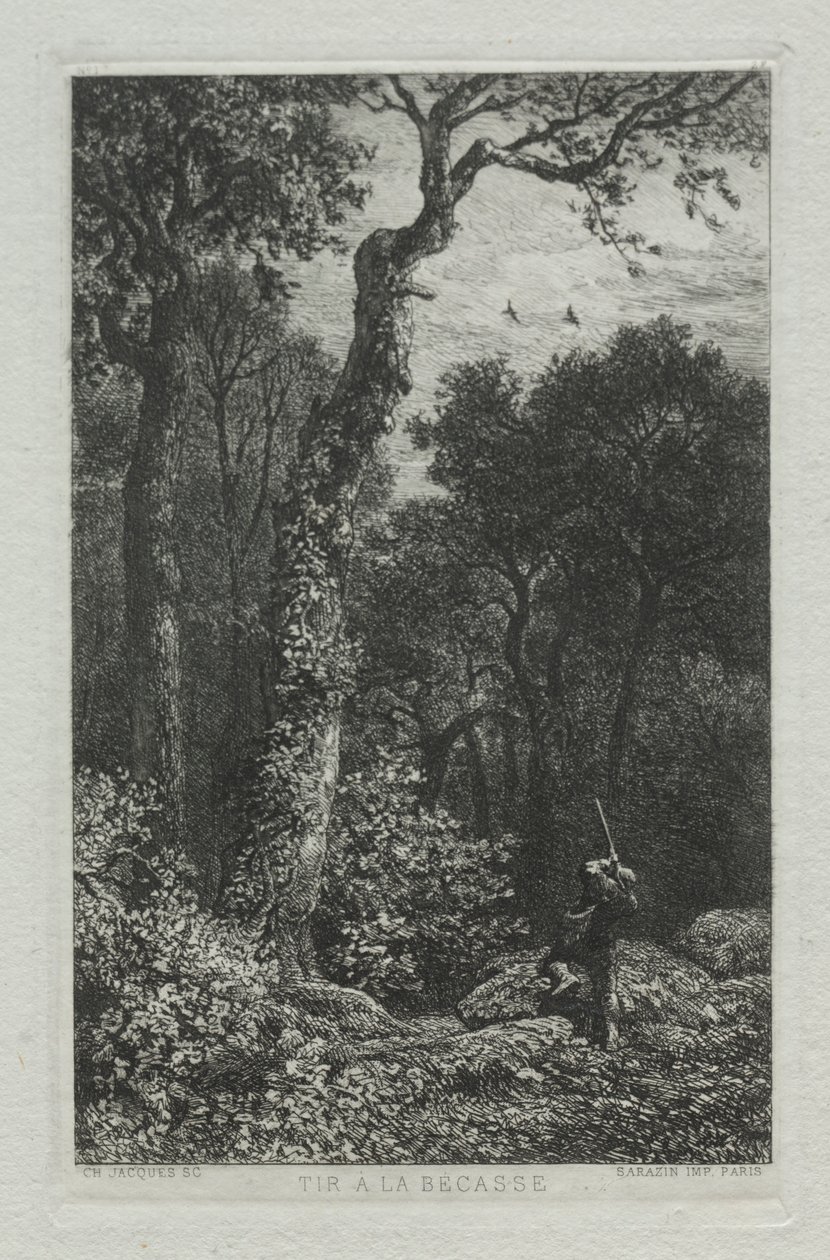 Het Schieten van de Houtsnip door Charles Emile Jacque