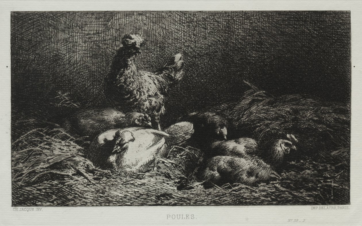 De kippen door Charles Emile Jacque