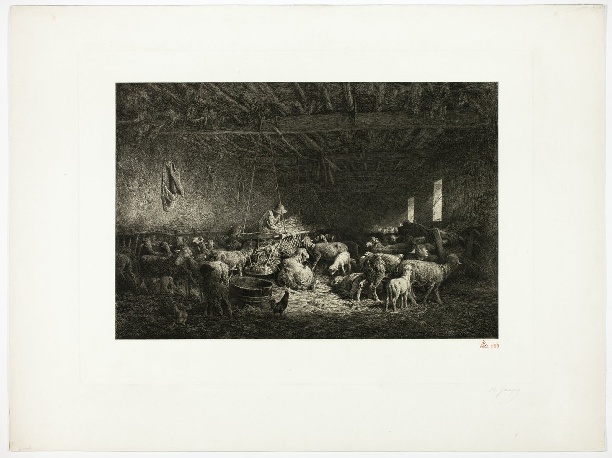 De grote schaapskooi (horizontale plaat) door Charles Emile Jacque