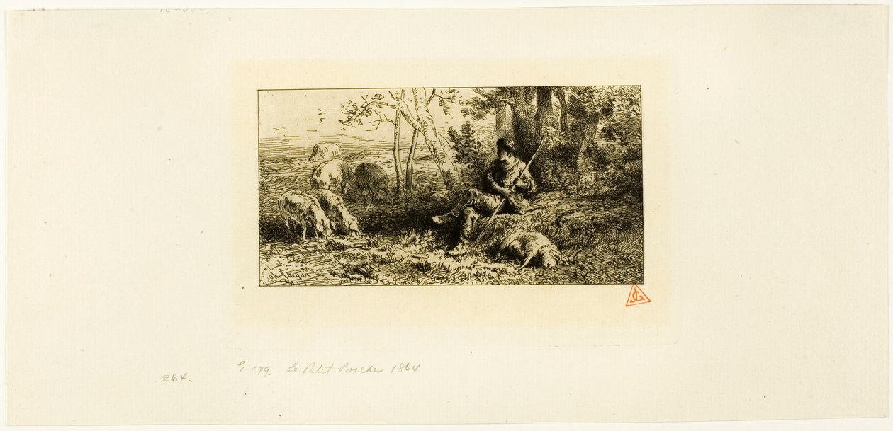 De kleine varkenshoeder door Charles Emile Jacque