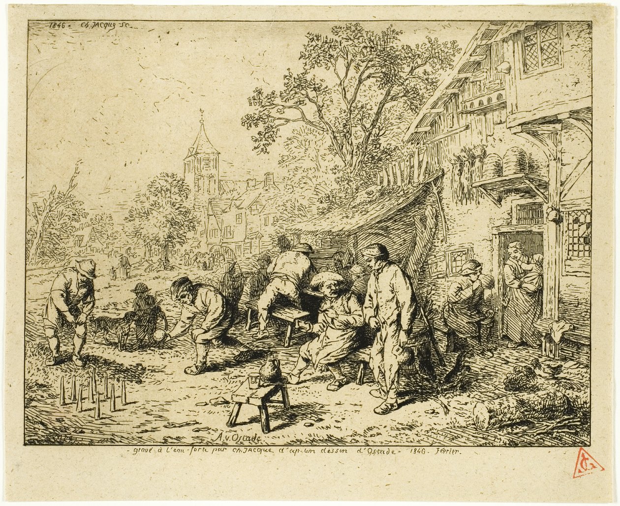 De Kegelaars door Charles Emile Jacque