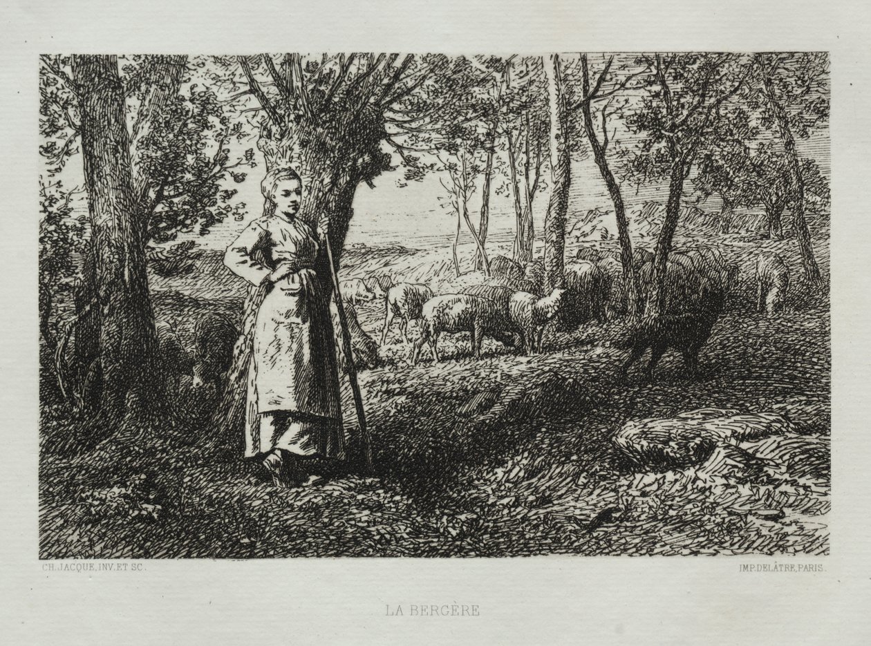 De Herderin door Charles Emile Jacque