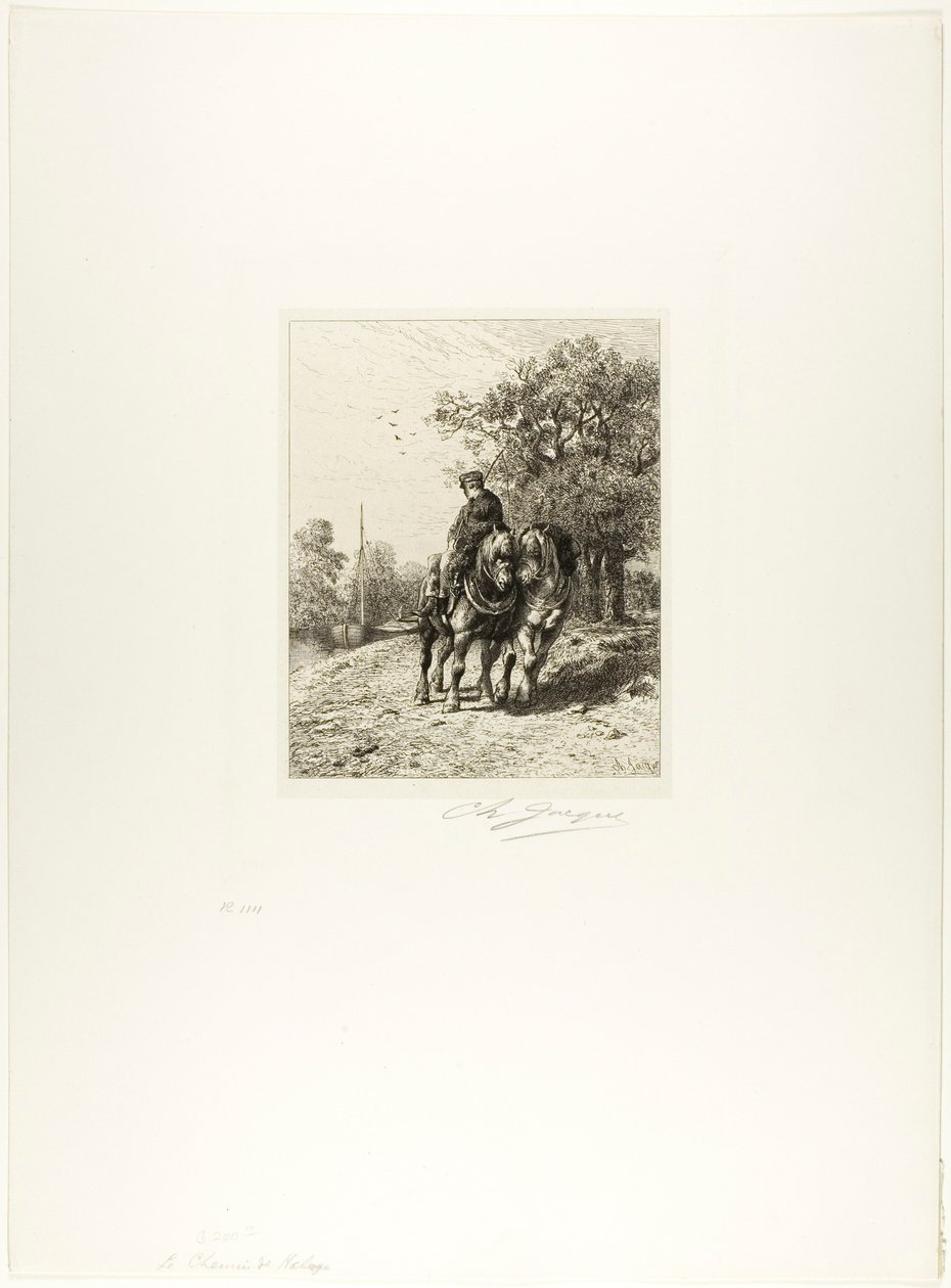 Het jaagpad door Charles Emile Jacque
