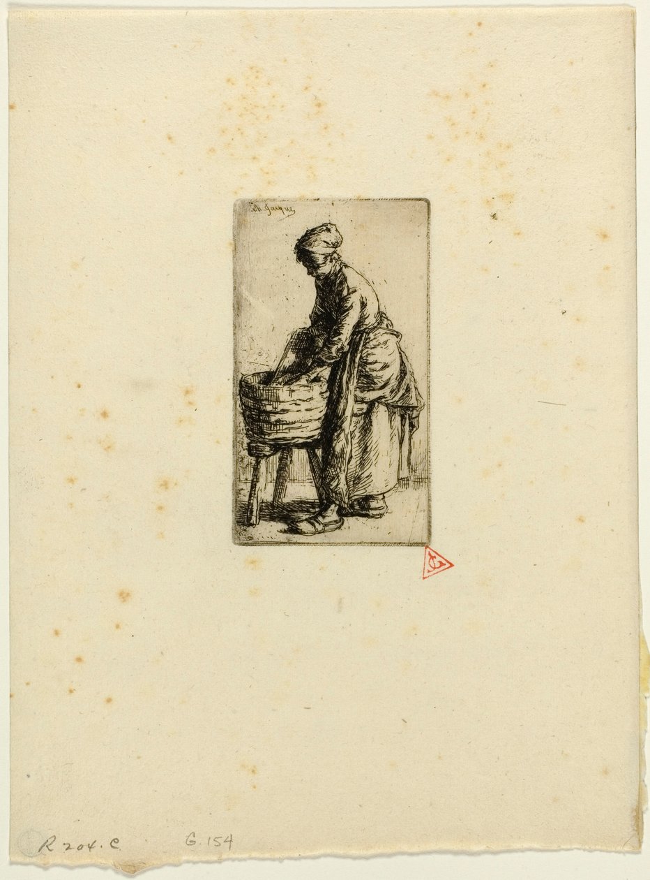 Wasvrouw door Charles Emile Jacque