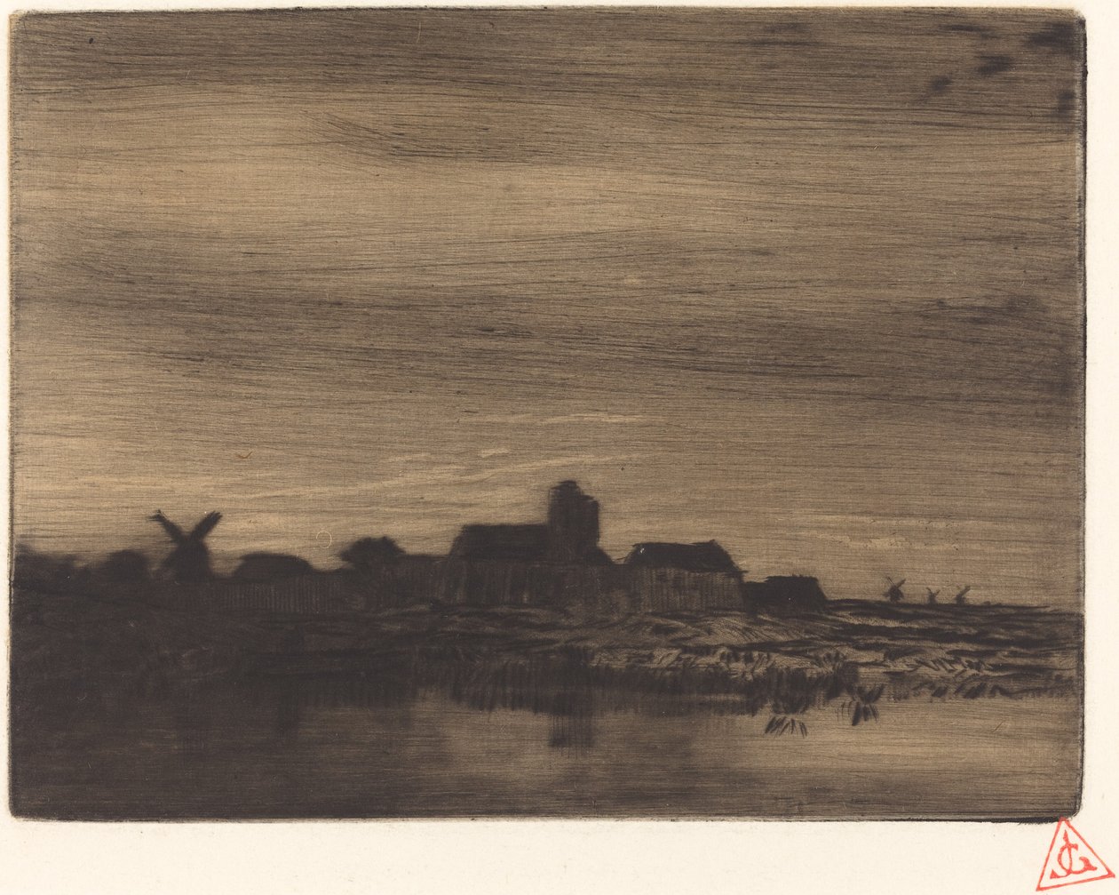 Dorp aan het Water door Charles Emile Jacque