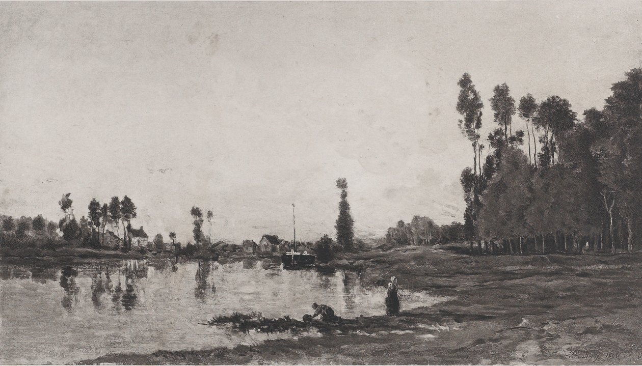 Aan de Rivier, 1865 door Charles Francois Daubigny