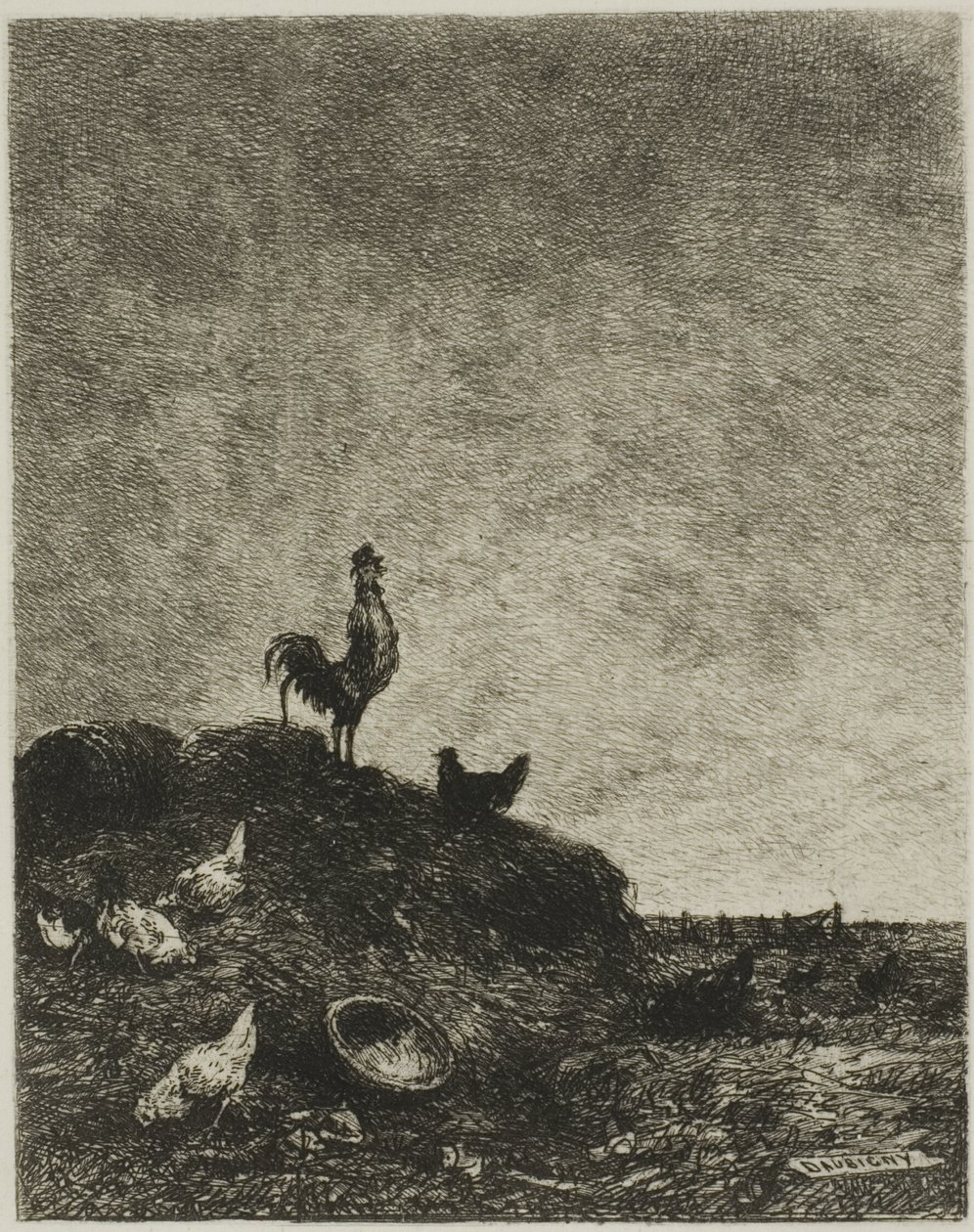 Dageraad (De kraai van de haan) door Charles Francois Daubigny