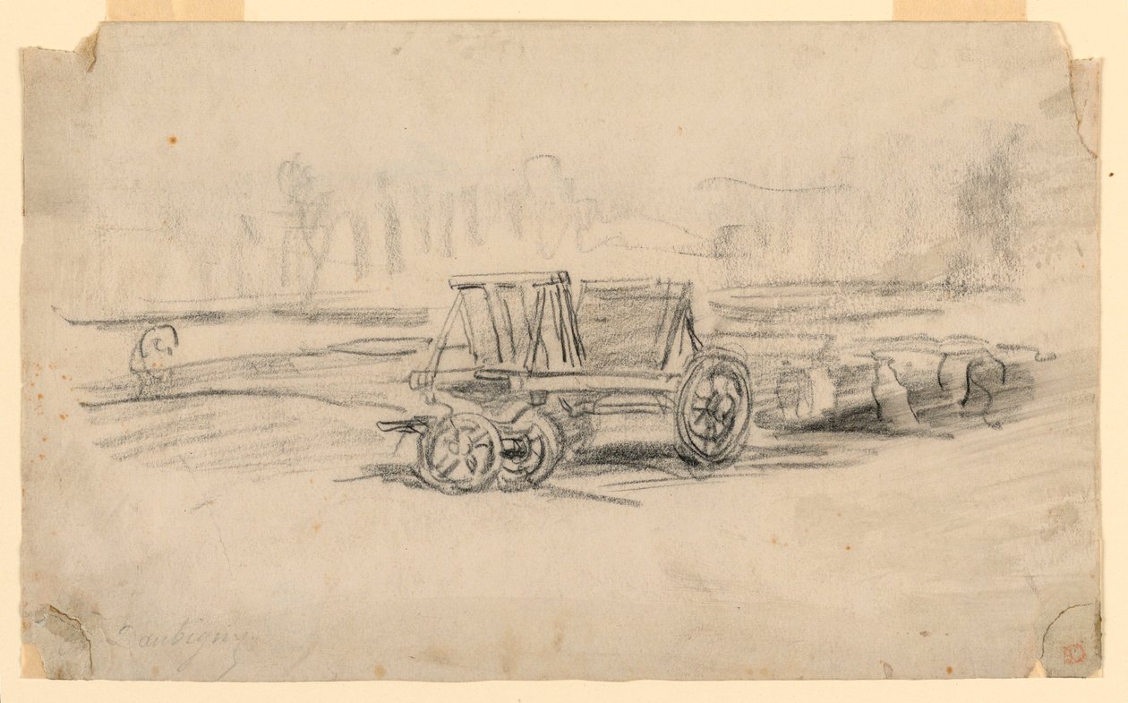 Tekening, Een boerenwagen, ca. 1850 door Charles Francois Daubigny
