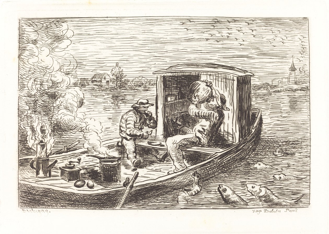 Stroomafwaarts gaan (Avallant) door Charles Francois Daubigny