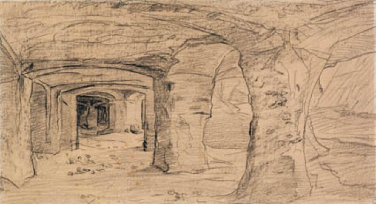 Rotsbogen in de steengroeve bij Auvers-sur-Oise door Charles Francois Daubigny