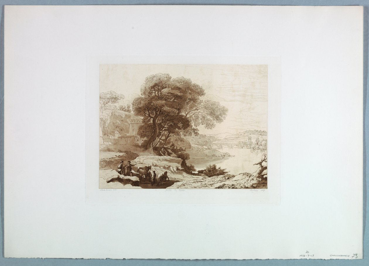 Landschap (naar Claude Lorrain) door Charles Francois Daubigny