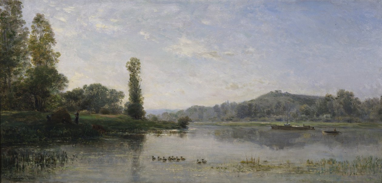 Landschap met een rivier, 1860 door Charles Francois Daubigny