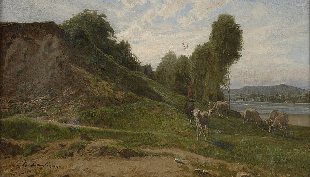 Landschap met schapen. Rond 1855 door Charles Francois Daubigny