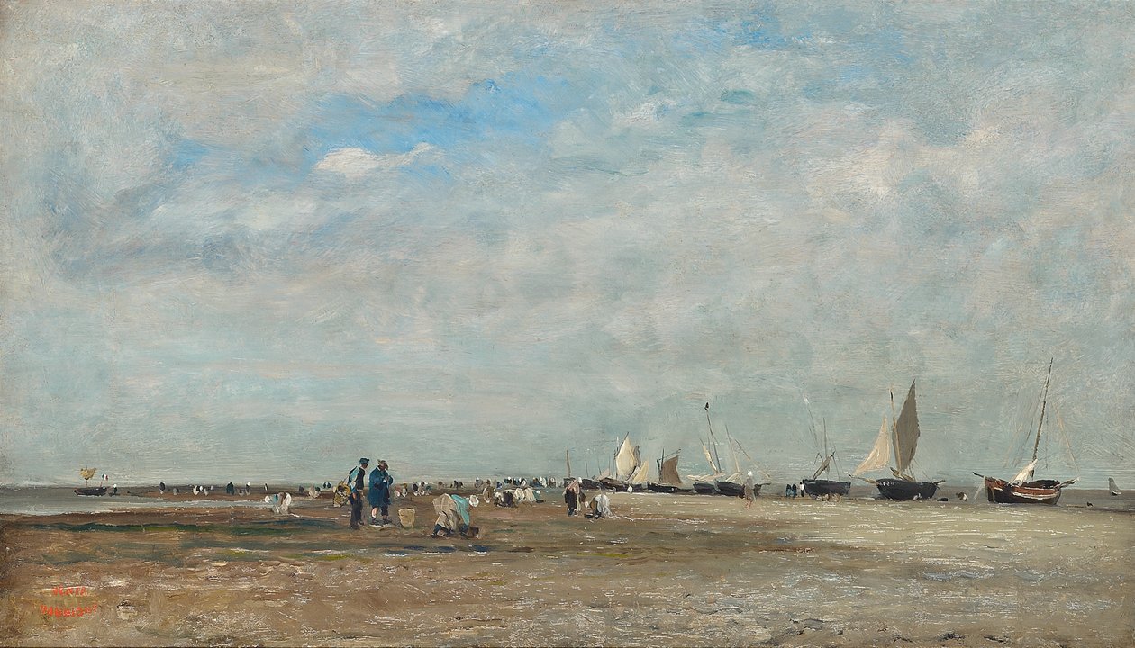 De schelpenrapers, Trouville door Charles Francois Daubigny