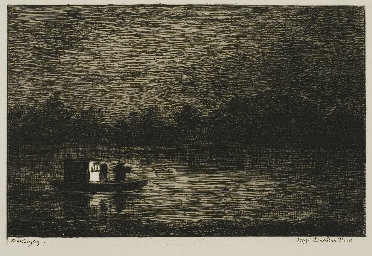 Nachtvaart (Het Vissersnet) door Charles Francois Daubigny