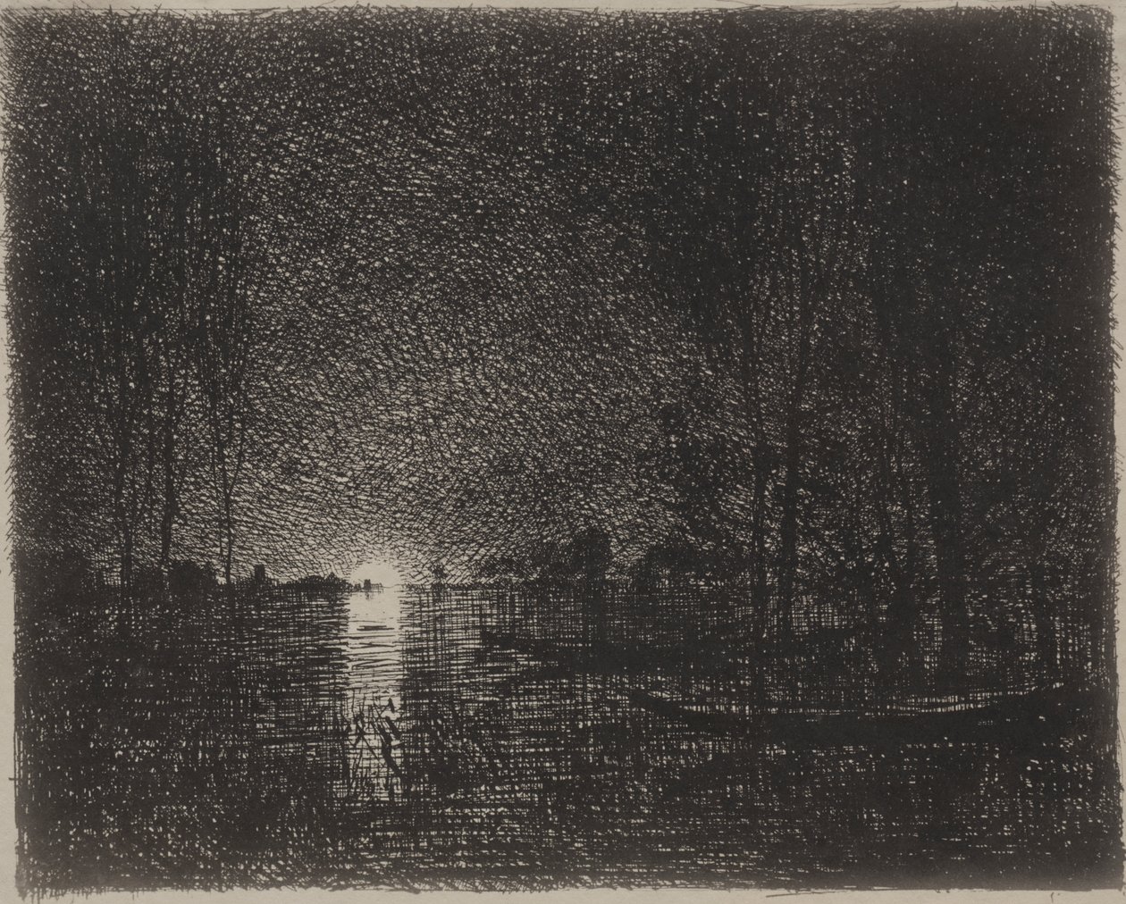 Nachtstuk door Charles Francois Daubigny