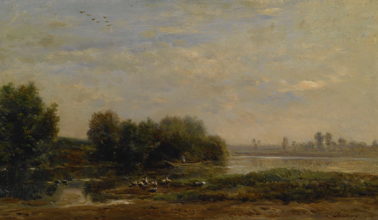 Aan de Oise door Charles Francois Daubigny