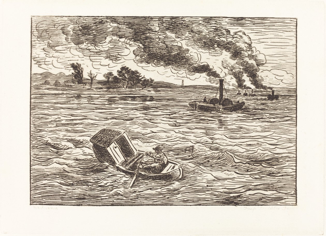 Stoomschepen door Charles Francois Daubigny
