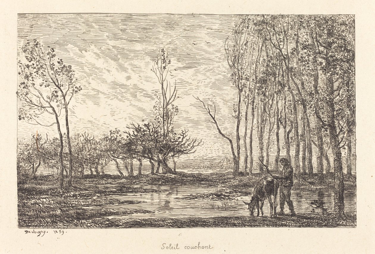 Zonsondergang door Charles Francois Daubigny