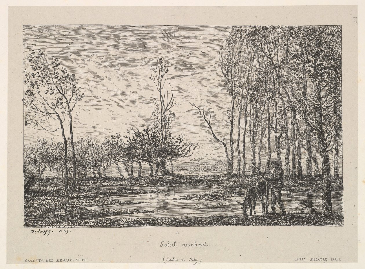 Zonsondergang, 1859 door Charles Francois Daubigny