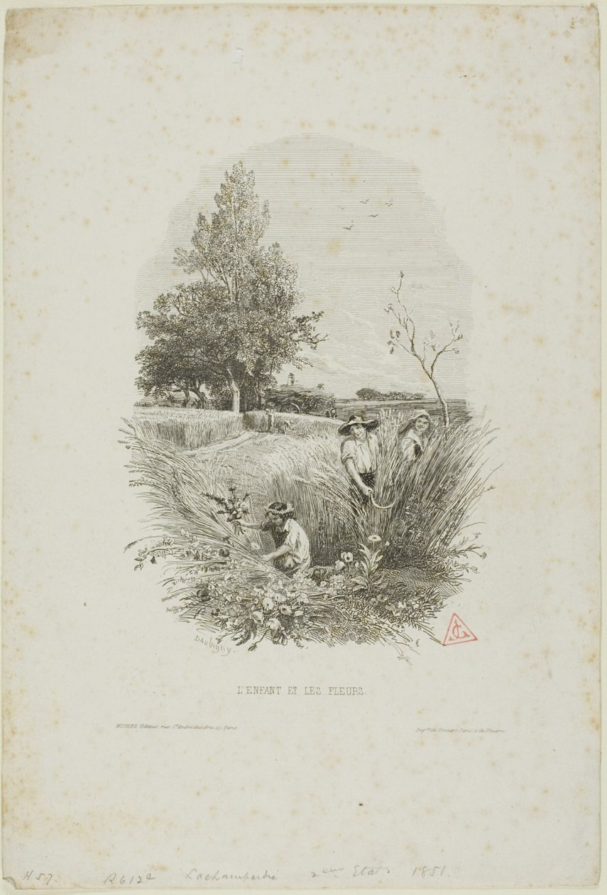 Het kind en de bloemen door Charles Francois Daubigny