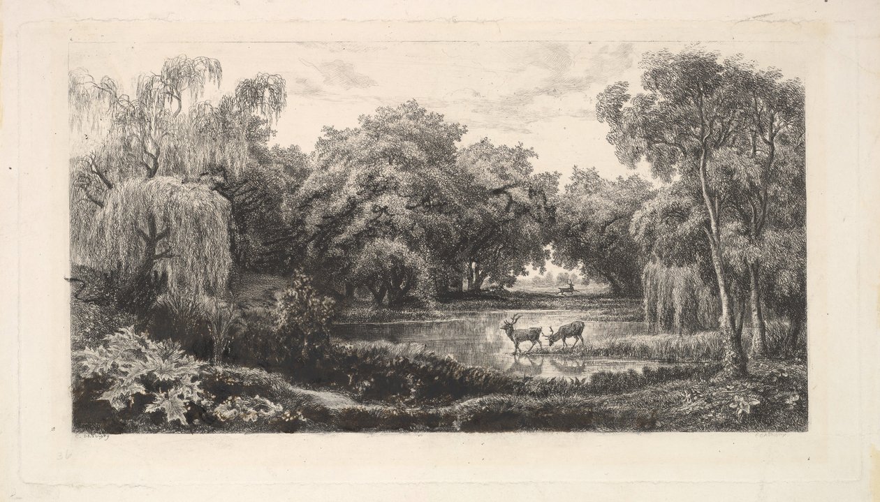 De Hertenvijver, 1837-78 door Charles Francois Daubigny