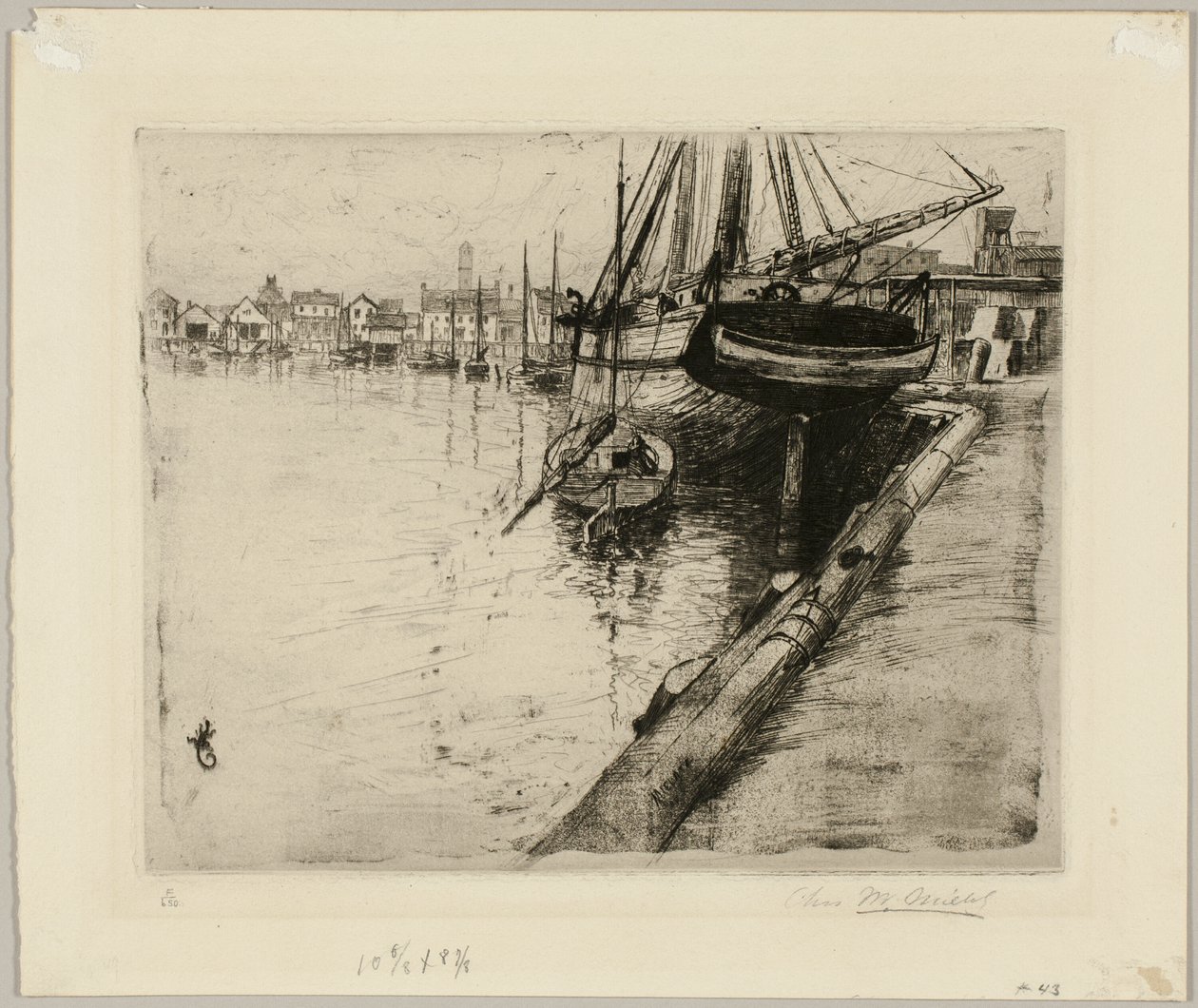 Dok, rivier New York door Charles Frederick William Mielatz