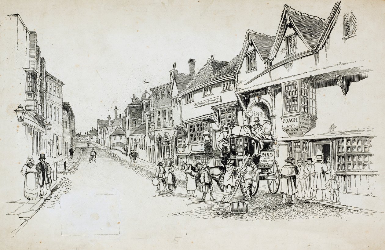 Hoofdstraat, Canterbury, Kent door Charles George Harper