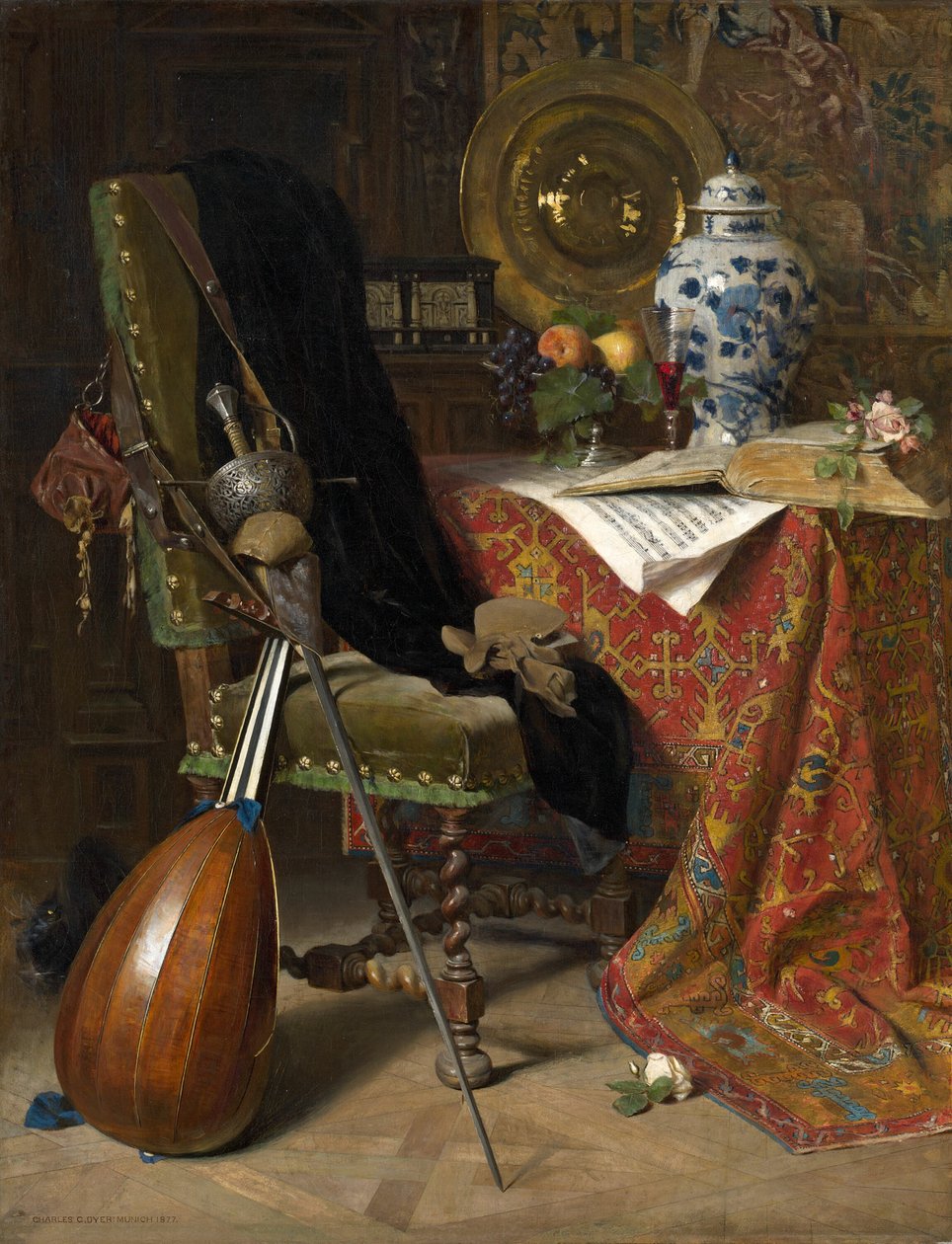 Interieur uit de zeventiende eeuw, 1877 door Charles Gifford Dyer