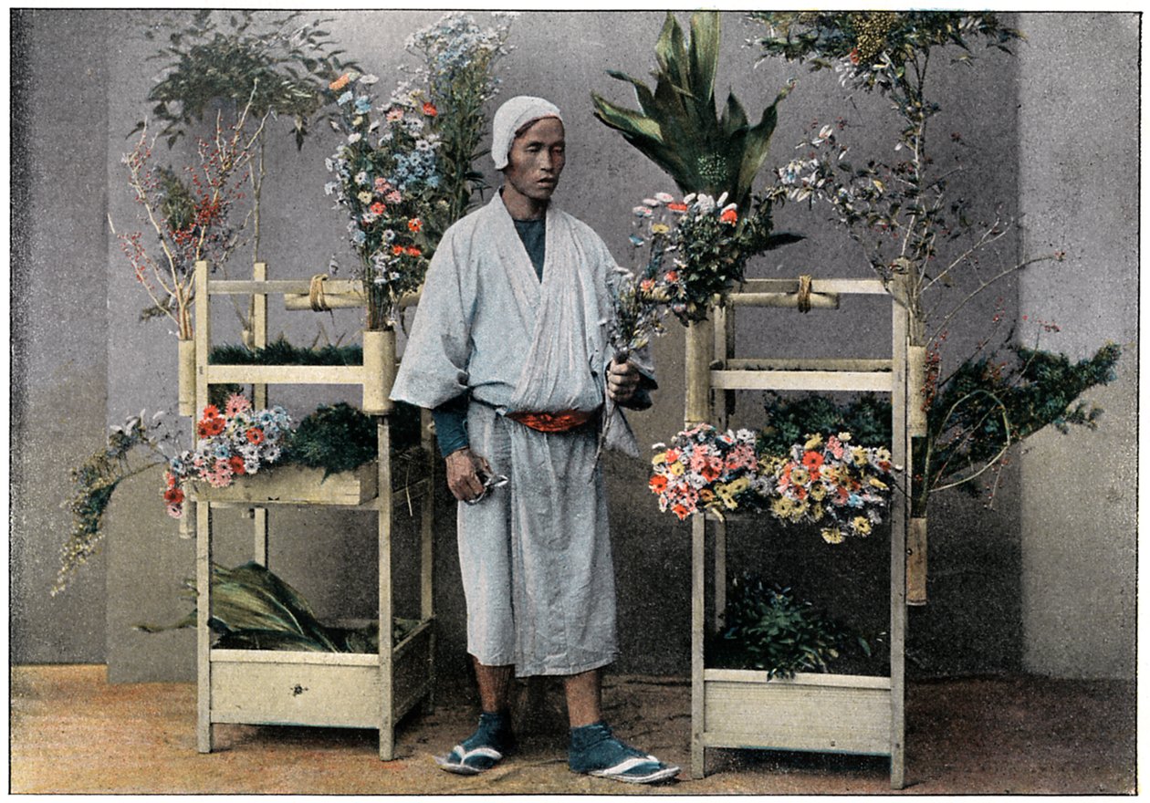 Bloemenhandelaar in Japan, ca. 1890 door Charles Gillot